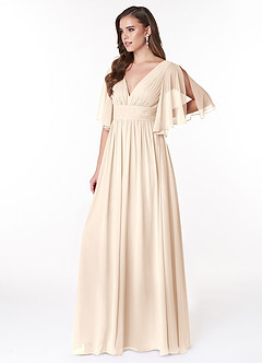 Azazie Temeka Bridesmaid Dresses White Alabaster A-Line Ruched Chiffon Dress image3