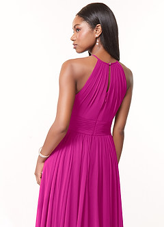 Azazie Cherish Bridesmaid Dresses Fuchsia A-Line Pleated Chiffon Dress image5