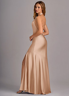 Azazie Lorena Bridesmaid Dresses English Rose Mermaid Pleated Stretch Satin Dress image5
