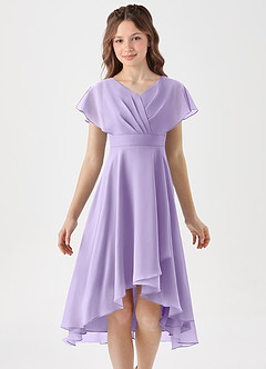 Azazie Graciela Junior Lilac A-Line Pleated Chiffon Dress image3