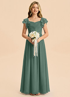 Azazie Anaya Junior Sea Moss A-Line Sweetheart Neckline Chiffon Dress image1