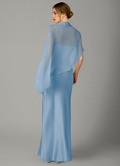 Azazie Jaleesa Bridesmaid Dresses Powder Blue A-Line High Neck Stretch Satin Dress image6