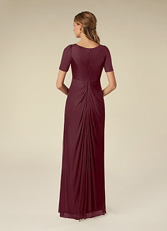 Azazie Bessie Mother of the Bride Dresses Cabernet A-Line Pleated Mesh Dress image2
