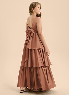 Azazie Meadowyn Junior Bronzer A-Line Bow Stretch Satin Dress image7