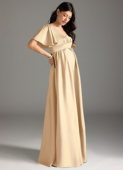 Azazie Verna Brautjungfernkleider für Schwangere A-Linie Gestreift Stretch-Satin Bodenlänge Kleid image6