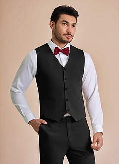 front William Black Comfort Blend Suit Vest