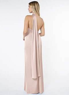 Azazie Kaylani Bridesmaid Dresses Blushing Pink Mermaid High Neck Stretch Satin Dress image2