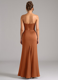 Azazie Debby Jurken voor bruidsmeisjes Converteerbaar Jurk van Stretch Satijn met Zeemeermin Strapless Koper image7