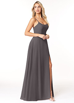 Azazie Moira Bridesmaid Dresses Steel Grey A-Line Scoop Chiffon Dress image4