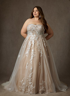 Azazie Keri Suknie ślubne Suknia balowa Bez ramiączek Sznurówka Pociąg sądowy Sukienka image13