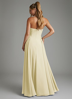 Azazie Evan Bridesmaid Dresses Lemon Sorbet A-Line Strapless Chiffon Dress image2