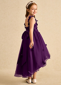 Azazie Tweety Flower Girl Dresses Grape A-Line Lace Tulle Dress image6