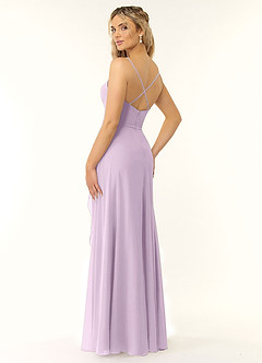 Azazie Naeem Bridesmaid Dresses Frosted Lilac A-Line V-Neck Ruffle Chiffon Dress image4