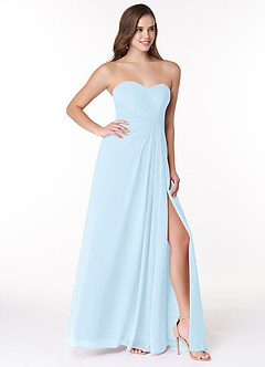 Azazie Arabella Allure Vestidos de damas de honor Vestido de Azul Cielo de Gasa de Corte en A Convertible con Escote de Corazón image5