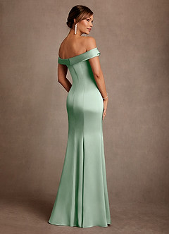 Azazie Boone Mother of the Bride Dresses Agave Mermaid Off the Shoulder Stretch Satin Dress image3