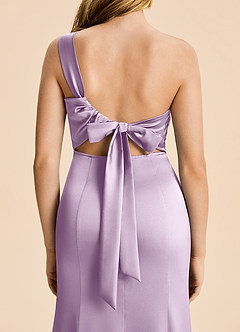 Azazie Ren Junior Frosted Lilac A-Line Pleated Stretch Satin Dress image6