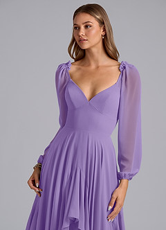 Azazie Karan Bridesmaid Dresses Tahiti A-Line Long Sleeve Chiffon Dress image6
