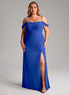 Azazie Saige Bridesmaid Dresses Royal Blue A-Line Off the Shoulder Chiffon Convertible Dress image14
