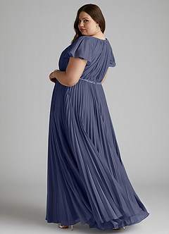 Azazie Kara vestidos de dama de honor modestos Vestido de Corte En A Plisado Hasta el suelo Gasa image11