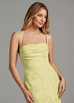 Azazie Ola Bridesmaid Dresses Lemon Sorbet Mermaid Corset Floral Burnout Dress image7