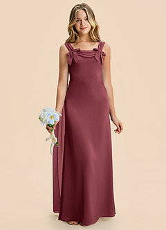 Azazie Chelsea Junior Merlot Sheath Pleated Stretch Satin Dress image4