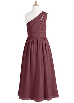 Azazie Molly Junior Abito A-Line in Chiffon Plissettato Sangria image7