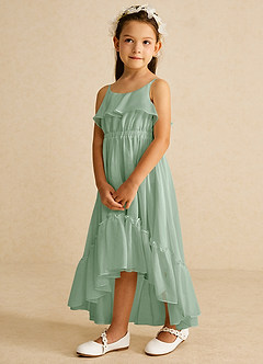 Azazie Karmen Flower Girl Dresses Agave A-Line Ruched Chiffon Dress image2
