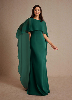 Azazie Milfred vestidos de madre de la novia Vestido de Esmeralda de Satén Elástico de Recto con Cuello de barco image3