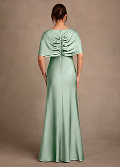 Azazie Dosia 신부의 어머니 드레스 쉬스 주름진 스트레치 새틴 플로어 길이 드레스 image3