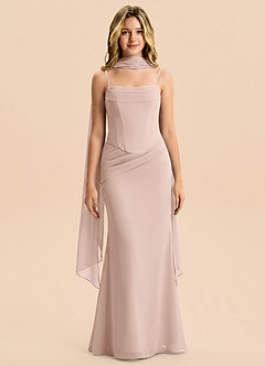 Azazie Sorrel Junior English Rose Mermaid Pleated Chiffon Dress image1