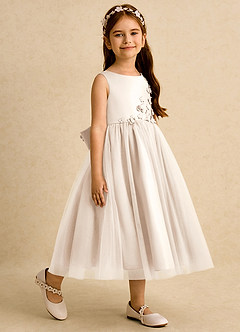 Azazie Malva Venta Final Vestido de Alabastro Blanco de Tul de Corte Princesa con Lazo image6