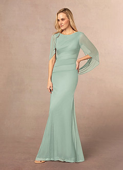 Azazie Belladonna Mother of the Bride Dresses Agave Mermaid Scoop Pleated Mesh Dress image3