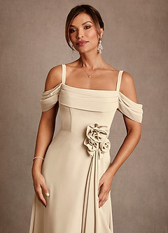 Azazie Amherst Mother of the Bride Dresses Champagne A-Line Off the Shoulder Chiffon Dress image5