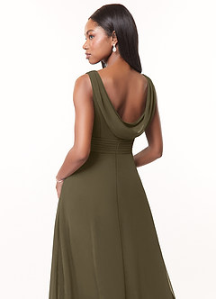 Azazie Karina Bridesmaid Dresses Willow Green A-Line Pleated Chiffon Dress image4