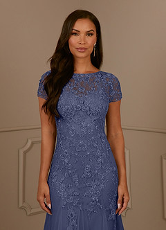 Azazie Laurie Mother of the Bride Dresses Stormy Mermaid Scoop Sequins Tulle Dress image7