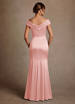 Azazie Aberdeen Mother of the Bride Dresses Powder Pink Sheath Pleated Stretch Satin Dress image2