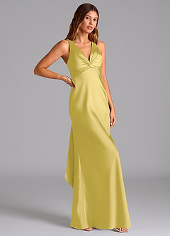 Azazie Hati Bridesmaid Dresses Canary Mermaid Stretch Satin Dress image1