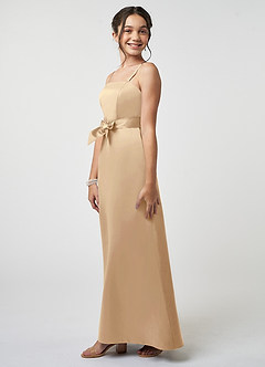 Azazie Anina Junior Robe Trapèze en Satin extensible Arc Champagne image4