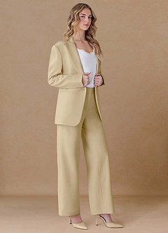 front Amelia Champagne Refined Weave Performance Oversized 2-Piece Suit