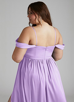 Azazie Morana Bridesmaid Dresses Lilac A-Line Off the Shoulder Stretch Satin Convertible Dress image16