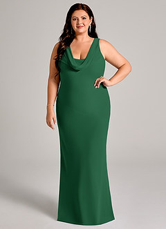 Azazie Rylina Bridesmaid Dresses Dark Green Mermaid Pleated Chiffon Dress image7