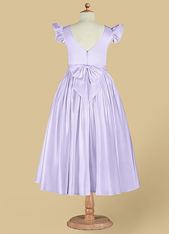 Azazie Violeta Blumenmädchenkleider Ballkleid Schleifen Matte Satin Kleid Flieder image11