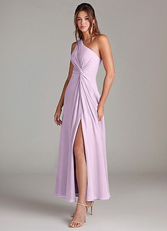 Azazie Brooke Bridesmaid Dresses Frosted Lilac A-Line One Shoulder Chiffon Dress image3
