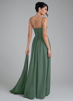 Azazie Alisha Bridesmaid Dresses Eucalyptus A-Line Corset Chiffon Dress image2