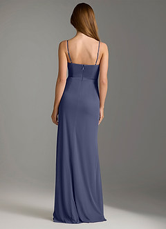 Azazie Maci Robes de demoiselle d'honneur Robe Fourreau en Maille Plissée Bleu Orageux image2