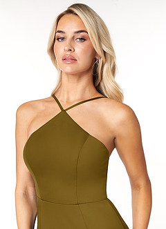 Azazie Stacey Final Sale Agave Mermaid Stretch Satin Dress image6