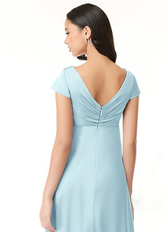 Azazie Allessia Maternity Bridesmaid Dresses A-Line Pleated Stretch Satin Floor-Length Dress image7