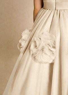 Azazie Vola Flower Girl Dresses Champagne Ball-Gown Sleeveless Tulle Dress image6