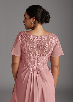 Azazie Holga Final Sale Dusty Rose A-Line V-Neck Lace Chiffon Dress image11