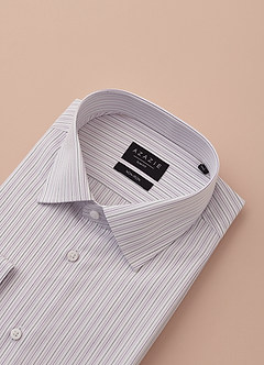 front Aiden Deep Purple Black 100% Cotton Non-Iron Striped Dress Shirt